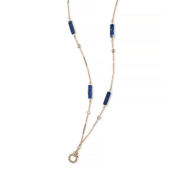 Jacquie Aiche Lapis Inlay Rectangle Charm Clip Necklace