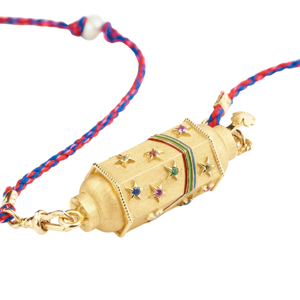 Marie Lichtenberg YG Rainbow Star Locket with Diamonds 0.05ct, Sapphires 0.24ct and Tsavorites 0.06ct (Demi-Fine 14k/Sterling Silver)