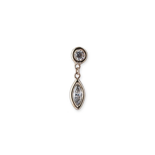 Jacquie Aiche YG Round & Marquise Diamond Drop Stud (Demi-fine 14k)