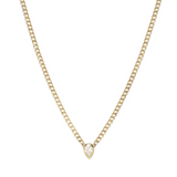 Zoe Chicco YG Bezel Set Pear Diamond on XS Curb Chain Necklace 0.20ct (Demi-Fine 14k)
