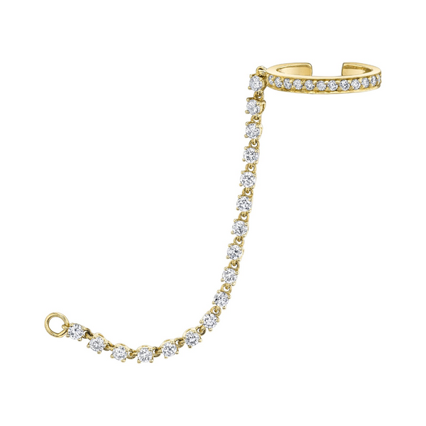 Anita Ko Single Row Diamond Ear Cuff with Rope Diamond Chain