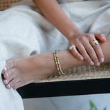 Jacquie Aiche YG 2 Pave Bead and Neutral Opal Beaded Anklet (Demi-fine 14k)