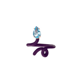 Bea Bongiasca Baby Vine Tendril Ring with Deep Purple Enamel and Drop Topaz