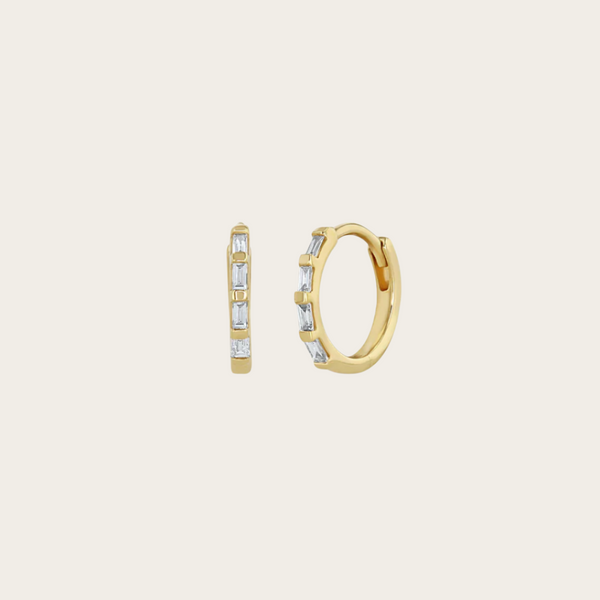 Zoe Chicco Small Baguette Diamond Hinged Huggies