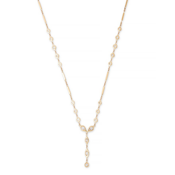 Jacquie Aiche YG Hailey 16 Diamond Y Necklace on Smooth Bar Chain (Demi-fine 14k)