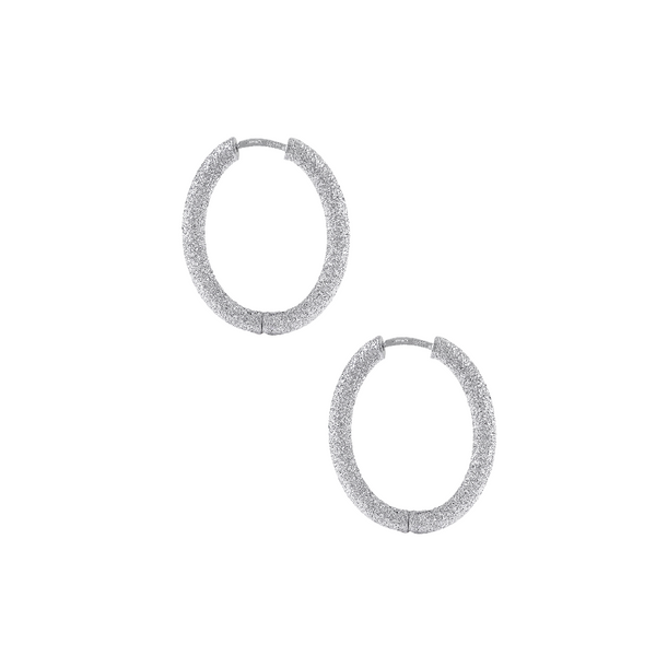 Carolina Bucci Small Thick Oval Hoops Florentine Finish 18k