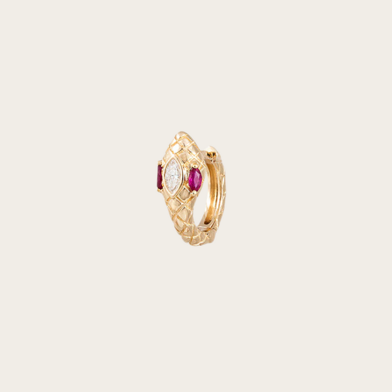 Jacquie Aiche Ruby Eyes Diamond Head Snake Mini Hoop