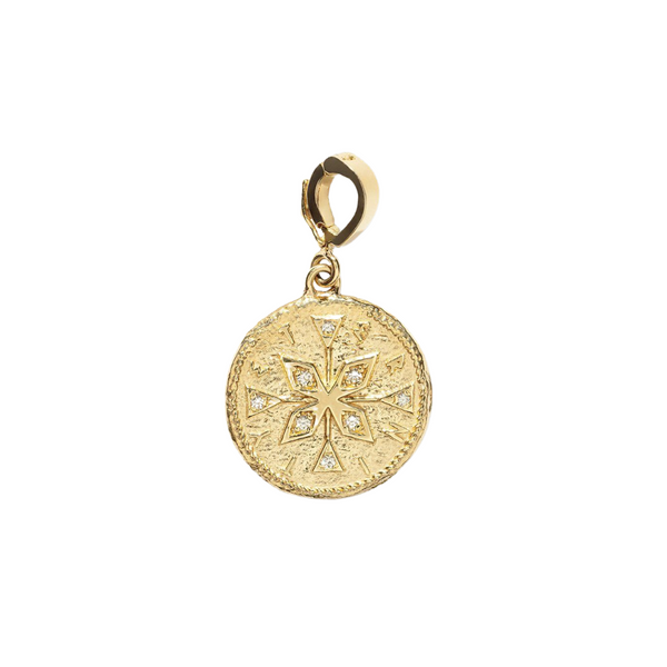 Azlee Small Compass Diamond Coin Pendant 0.05ct 18k