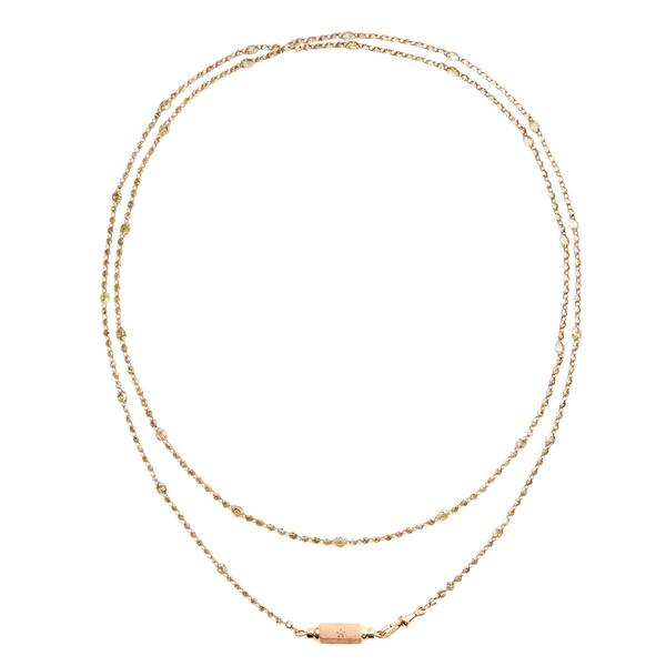 Marie Lichtenberg RG River Brown Diamonds Chain with Coco Micro Locket 14ct 73 cm 18k