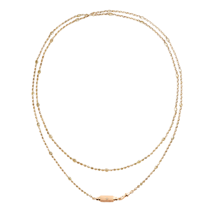Marie Lichtenberg RG River Brown Diamonds Chain with Coco Micro Locket 14ct 73 cm 18k