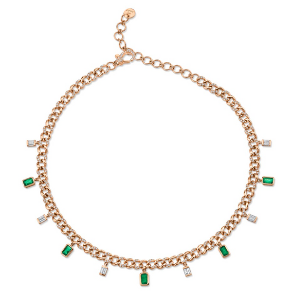 Shay Gemstone & Diamond Baguette Drop Link Choker