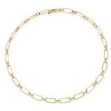 Lizzie Mandler YG XL Knife Edge Flat Link Choker with White Diamond Bridges 1.1ct 18k