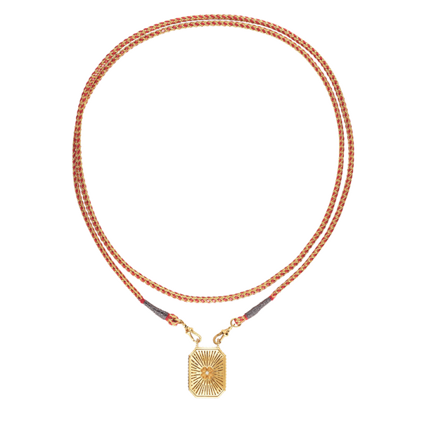 Marie Lichtenberg YG Gold Clover Mini Scapular Necklace with Diamond 0.01ct 18k