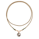 Marie Lichtenberg Black Rhodium/RG Orbe Clover Locket with Diamond 0.01ct and Multicolored Sapphires 0.19ct 18k