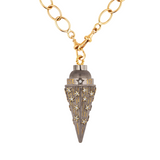Marie Lichtenberg YG In stars We Trust Pendulum with Diamonds 0.32ct on Rosa Micro Chain 73cm / Black Rhodium (Demi-fine 14k)