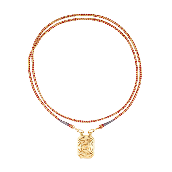 Marie Lichtenberg YG Gold Eye Protect Scapular Necklace with Diamonds 0.04ct 18k