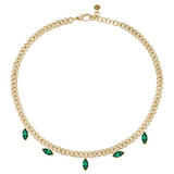 Shay Pave Link Emerald Marquise Drop Necklace