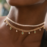 Shay Gemstone & Diamond Baguette Drop Link Choker