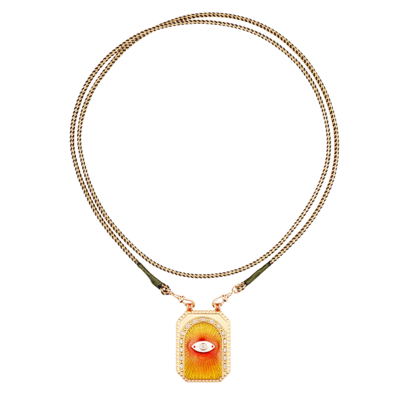 Marie Lichtenberg YG Eye Protect Orange Scapular with Diamonds 0.33ct 18k