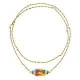 Marie Lichtenberg YG Eye Will Protect You Forever Orange Locket with Diamond 0.03cts and Colored Stones 0.11cts (Demi-Fine 14k)