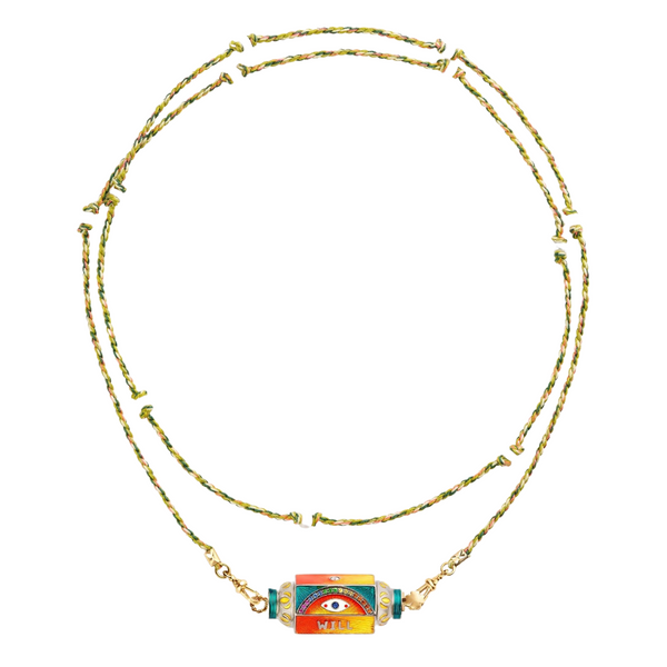 Marie Lichtenberg YG Eye Will Protect You Forever Orange Locket with Diamond 0.03cts and Colored Stones 0.11cts (Demi-Fine 14k)