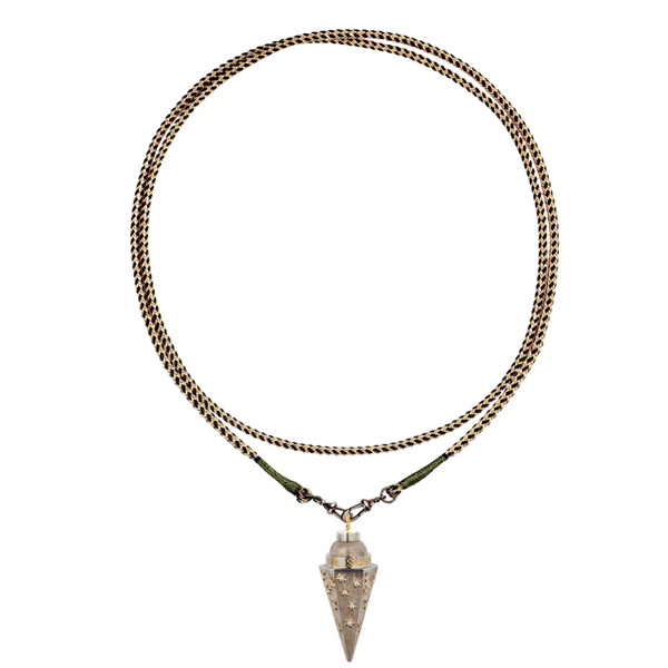 Marie Lichtenberg YG In stars We Trust Pendulum with Diamonds 0.32ct on Rathi Cord 73cm / Black Rhodium  (Demi-fine 14k)