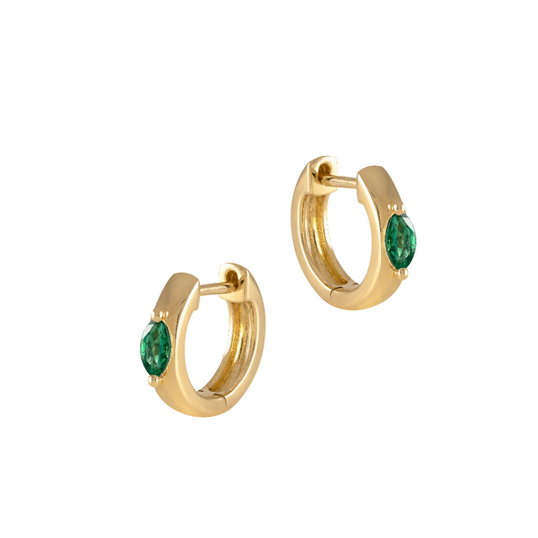 Anita Ko Emerald Marquise Center Plain Huggies PAIR