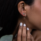 Zoe Chicco YG Mixed Prong Emerald and Diamond Studs  / Emerald 0.06ct, Diamond 0.03ct (Demi-Fine 14k)