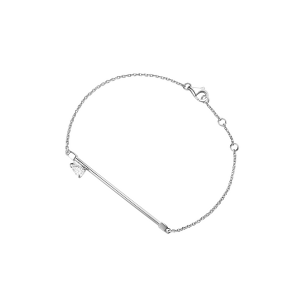 Repossi Serti Sur Vide Bar Bracelet with 0.25 pear diamond 18k