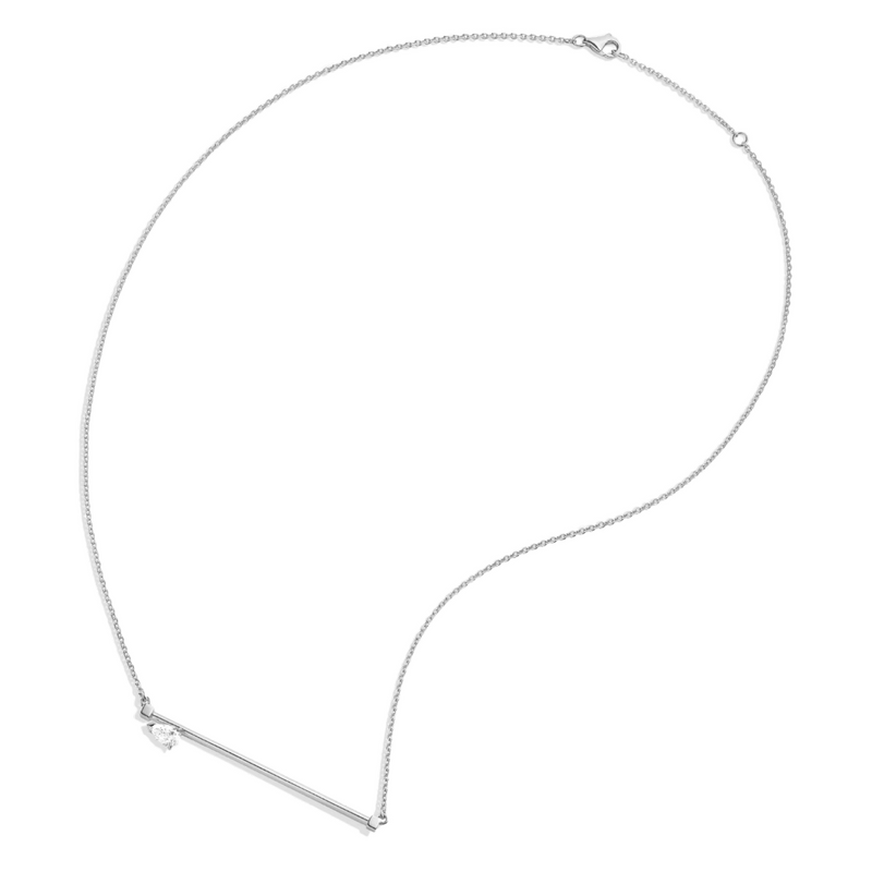 Repossi Serti Sur Vide Bar Pendant with 0.30 pear diamond 18k