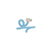 Bea Bongiasca YG Baby Vine Tendril Ring with Baby Blue Enamel and Marquise Rock Crystal (Demi-Fine 9k/Sterling Silver)