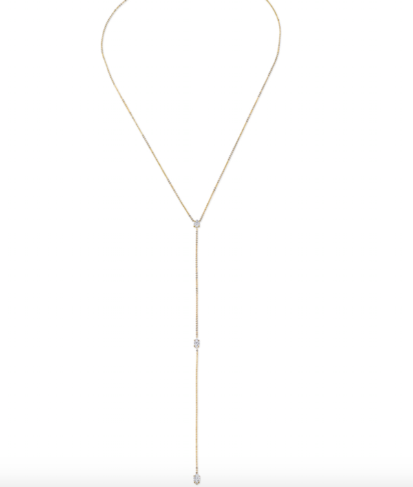 Anita Ko YG Long Diamond Lariat with 1 Pear and 2 Marquise Diamonds 0.75cts 18k