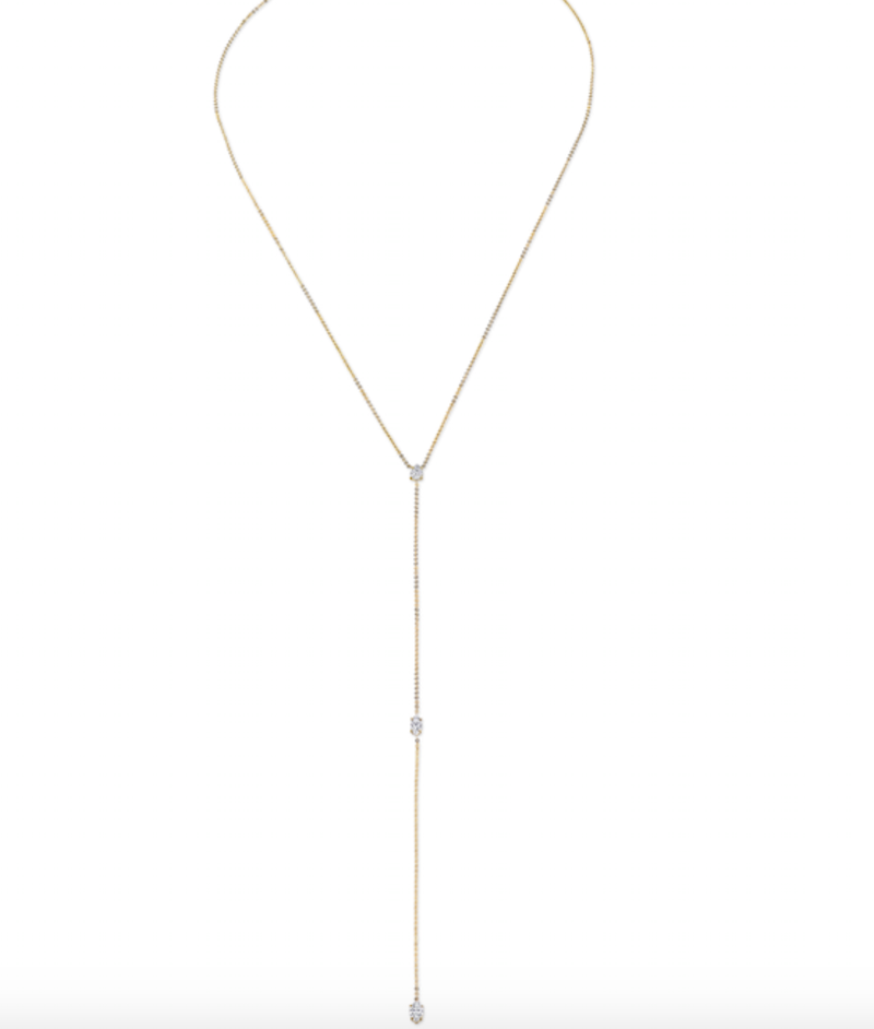 Anita Ko YG Long Diamond Lariat with 1 Pear and 2 Marquise Diamonds 0.75cts 18k