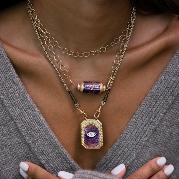 Marie Lichtenberg YG Eye Protect Purple Scapular with Diamonds 0.33ct 18k