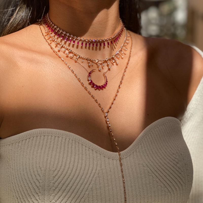 Shay Dot Dash Gemstone & Diamond Necklace  1.69ct Diamonds, 8ct Gemstone 18k