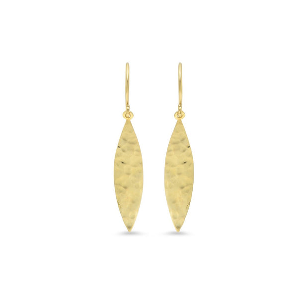 Jennifer Meyer Hammered Marquise 1 Drop Earrings