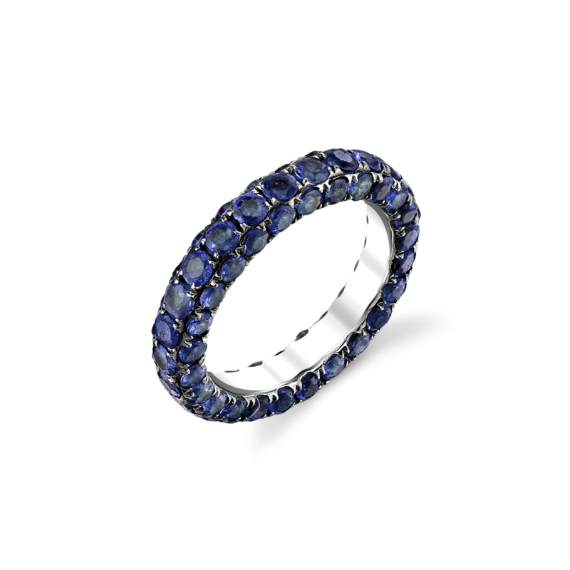 Shay 3 Sided Blue Sapphire Eternity Band Ring