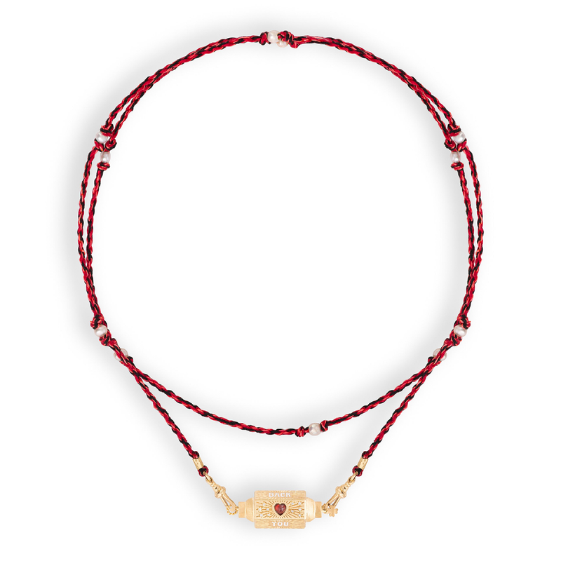 Marie Lichtenberg YG Love You To the Moon and Back Locket with Garnet 0.33cts, Moonstone 0.33cts and Diamonds 0.09cts (Demi-Fine 14k/Sterling Silver)