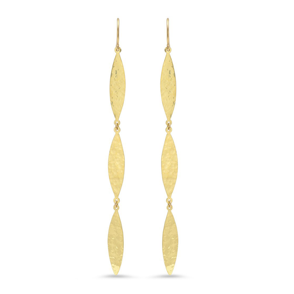 Jennifer Meyer Hammered Marquise 3 Drop Earrings