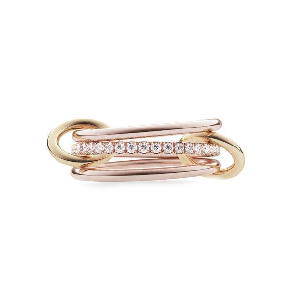 Spinelli Kilcollin RG+YG SONNY GOLD 3 linked rings / white diamonds 0.5cts 18k