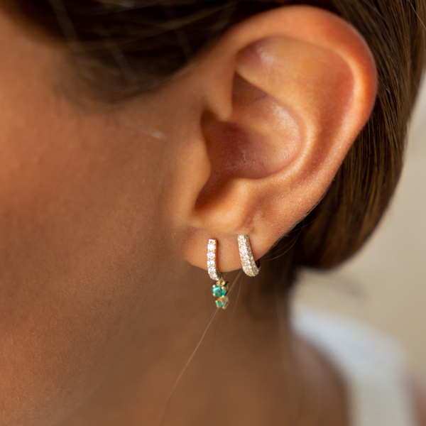 Jacquie Aiche Graduated Emerald Drop Diamond Oval Mini Hoop