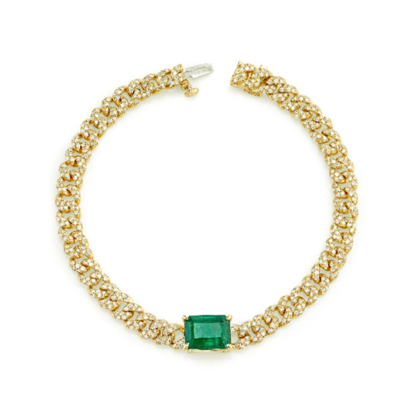 Shay Emerald Center Mini Pave Link Bracelet