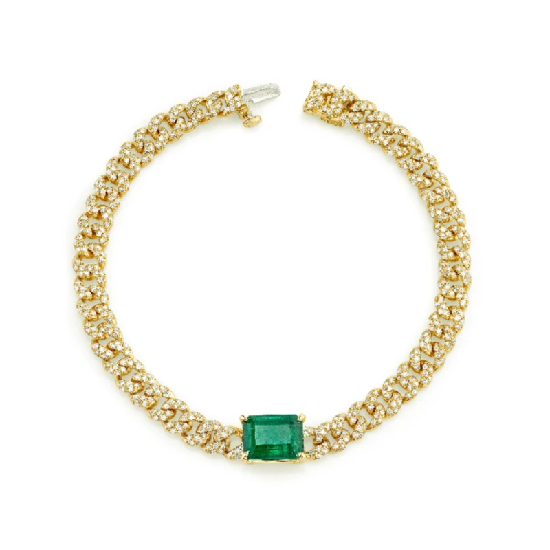Shay Emerald Center Mini Pave Link Bracelet