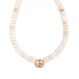 Jacquie Aiche RG Morganite Oval Pave Center on Light Pink Opal Beaded Necklace (Demi-Fine 14k)