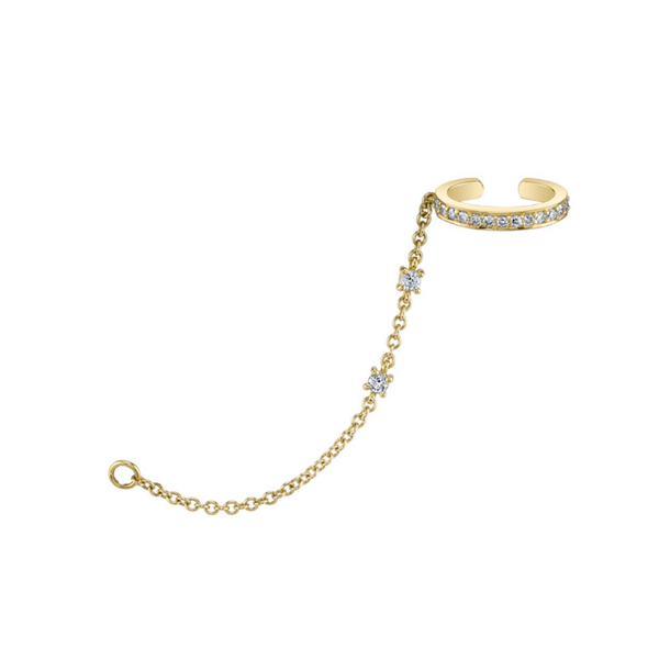Anita Ko Single Row Diamond Ear Cuff with 2 Diamond Chain