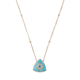 Jacquie Aiche YG Small Vortex Turquoise Inlay and Aquamarine Center Necklace with Diamonds (Demi-Fine 14k)