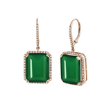 Shay RG Portrait Gemstone Earrings / 26.8ct Green Onyx, 0.48cts Diamonds 18k