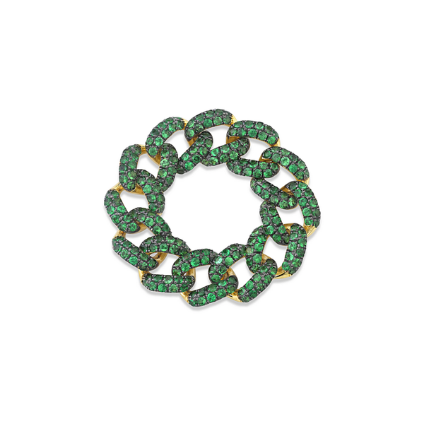 Shay YG Medium Green Garnet Link Ring 8MM 1.78ct 18k