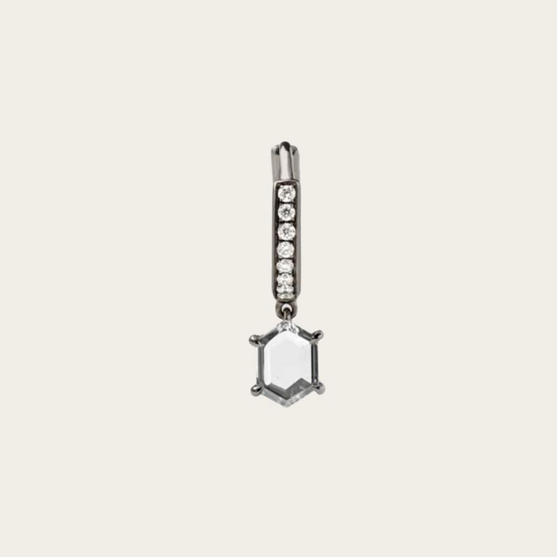 Eva Fehren Prism Hoop with Geometric Diamond Drop