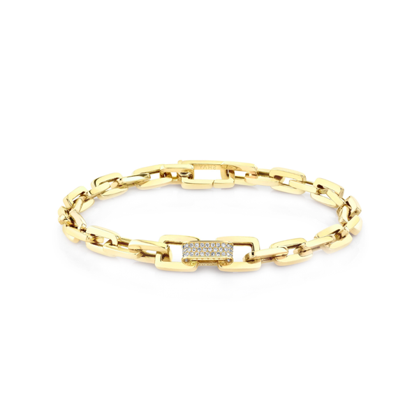 Shay Solid Gold Mini Deco Bracelet with Center Pave Diamond Link